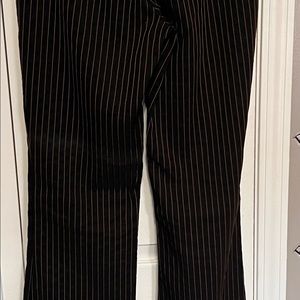 Black dress pants with rust and black raised Pinstripes